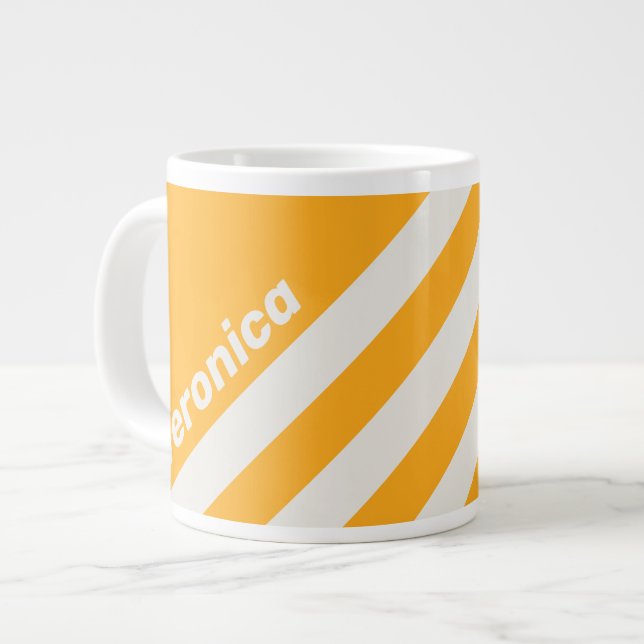 Retro Sol Kyssade Tre Ränder med Namn Jumbo Mugg (Framsida vänster)