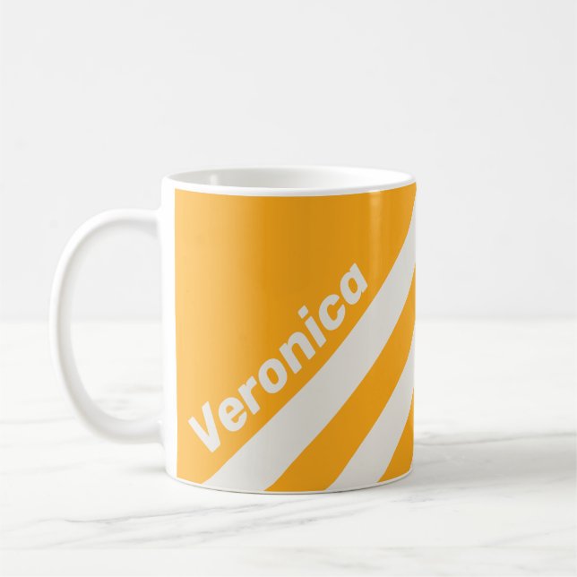Retro Sol Kyssade Tre Ränder med Namn Kaffemugg (Vänster)