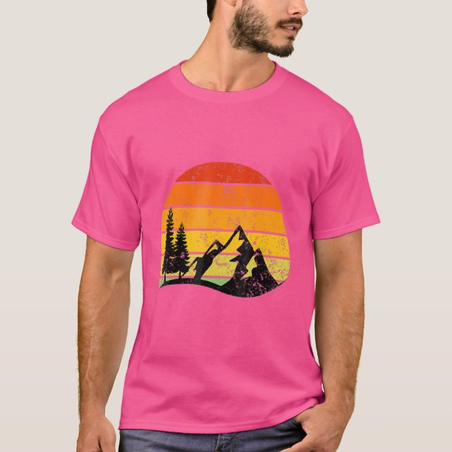 Retro Sol minimalistisk Gräs Träd T Shirt (Framsida)