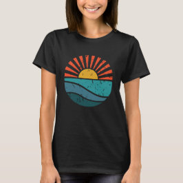 Retro Sol Oceanvågor Vintage Grafik T Shirt