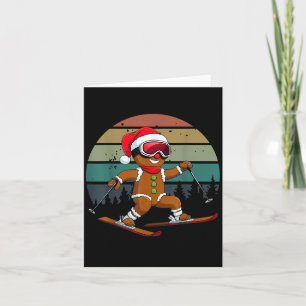 Retro Sol Pepparkaksgubbe Skiing Santa Hat Julafto Kort