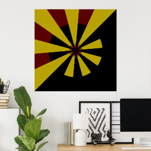 Retro Sol Rays Burst Sunset Black Gult Red Poster