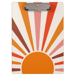 Retro Sol Rays Burst Sunset Orange Gult Red