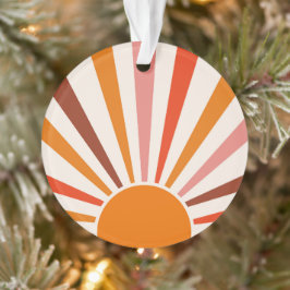 Retro Sol Rays Burst Sunset Orange Gult Red