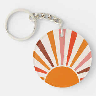 Retro Sol Rays Burst Sunset Orange Gult Red