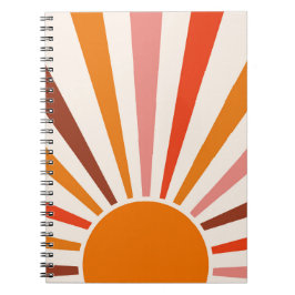 Retro Sol Rays Burst Sunset Orange Gult Red Anteckningsbok