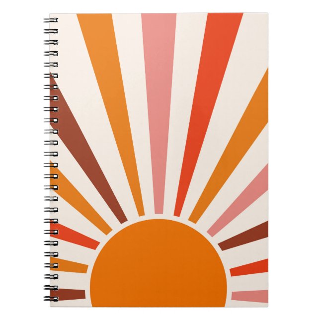 Retro Sol Rays Burst Sunset Orange Gult Red Anteckningsbok (Framsidan)