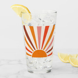 Retro Sol Rays Burst Sunset Orange Gult Red Glaskopp