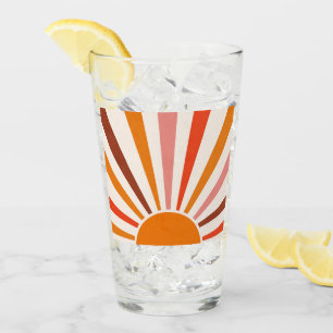 Retro Sol Rays Burst Sunset Orange Gult Red Glaskopp