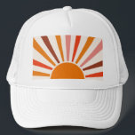 Retro Sol Rays Burst Sunset Orange Gult Red Keps<br><div class="desc">Retro sol sprängde designen i varm rosa,  brun orange. Retro modern orange solstrålar,  morgonsolskenskonst med geometrisk abstrakt.</div>