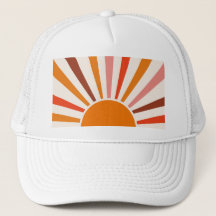 Retro Sol Rays Burst Sunset Orange Gult Red
