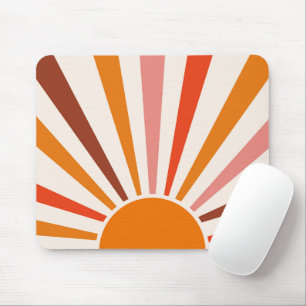 Retro Sol Rays Burst Sunset Orange Gult Red Musmatta