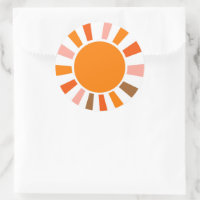 Retro Sol Rays Burst Sunset Orange Gult Red