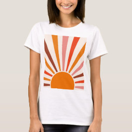 Retro Sol Rays Burst Sunset Orange Gult Red T Shirt