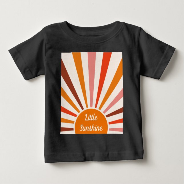 Retro Sol Rays Burst Sunset Orange Gult Red T Shirt (Framsida)