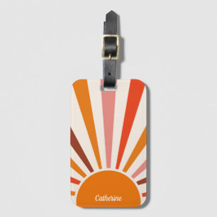 Retro Sol Rays Burst Sunset Orange Mid Centres Bagagebricka