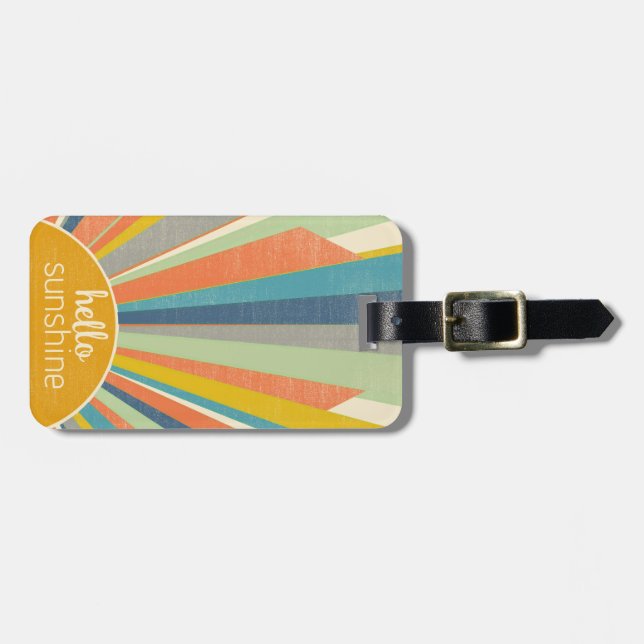 Retro Sol Rays Luggage Tag Bagagebricka (Horisontell Framsida)