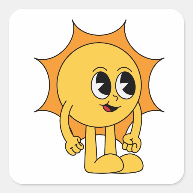 Retro Sol Smiley Fyrkantigt Klistermärke (Framsida)