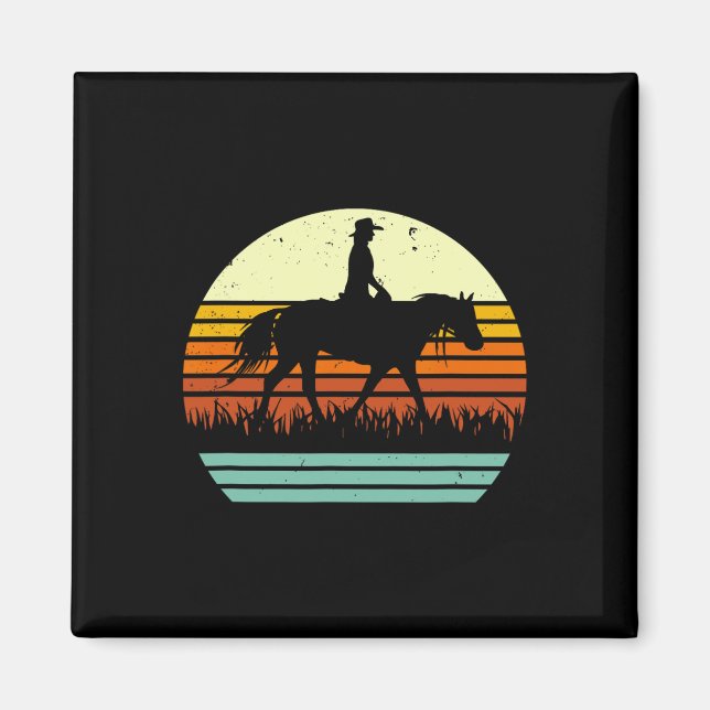 Retro Sol Stil Western Ranch Trail Horse Magnet (Framsidan)