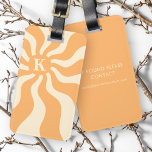 Retro sol-strålar i monogram i första gruppen bagagebricka<br><div class="desc">Bagagetaggen med en retro,  blek orange sol med strålande strålar och din monogramsstart.</div>