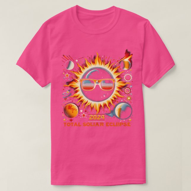 Retro Sol Total Solar Eclipse April 8 2024 Totalit T Shirt (Design framsida)