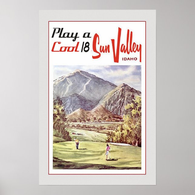 Retro Sol Valley Golfing Travel Poster (Framsidan)