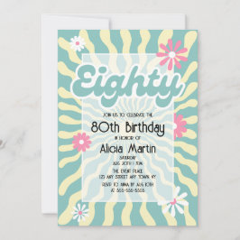 Retro Sol Wave-Daisyn 80:e födelsedagen Inbjudningar