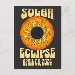 Retro solar eclipse Total Eclipse 8 april 2024 Vykort