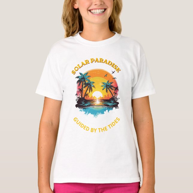 Retro Solar Paradise Guided by the Tides T-Shirt (Framsida)