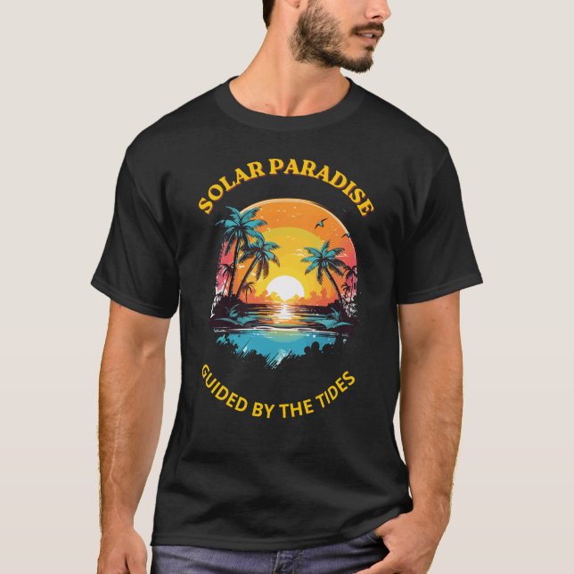 Retro Solar Paradise Styrd av Tidvattnet T-Shirt (Framsida)