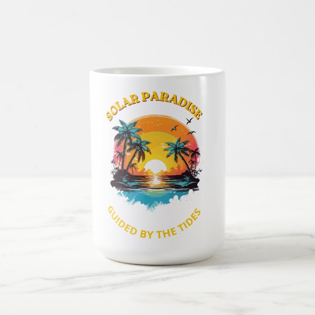 Retro Solar Paradise Styrd av Tidvattnet T-Shirt Kaffemugg (Center)