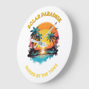 Retro Solar Paradise Styrd av Tidvattnet T-Shirt Stor Klocka