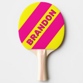 Retro Solbadade Tre Djärva Ränder med Namn Pingisracket