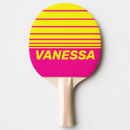 Retro Solbadade Tre Horisontella Ränder med Namn Pingisracket