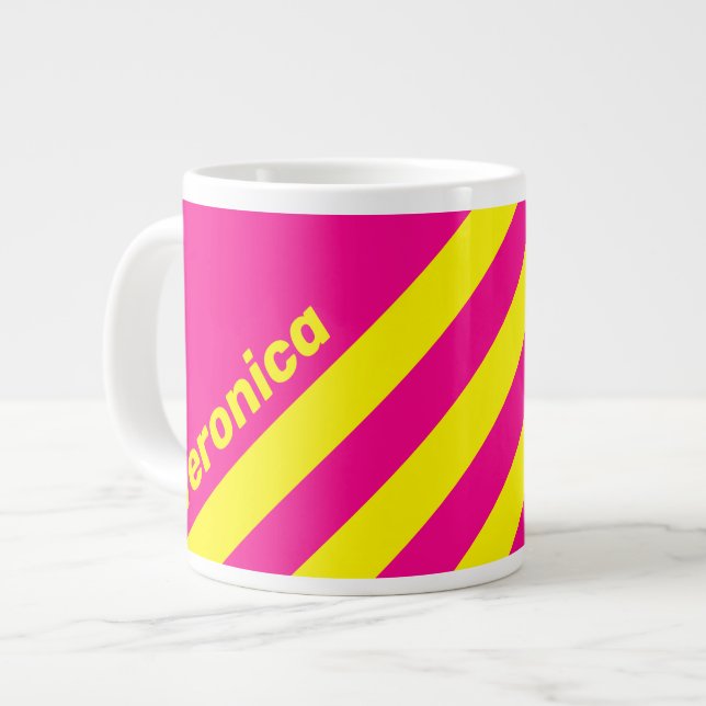 Retro Solblekta Tre Ränder med Namn Jumbo Mugg (Framsida vänster)