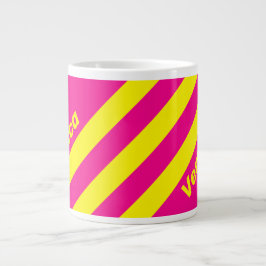 Retro Solblekta Tre Ränder med Namn Jumbo Mugg