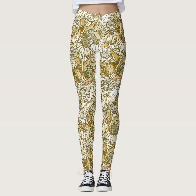 Retro solbränd australisk countrysida trädgård leggings (Framsida)