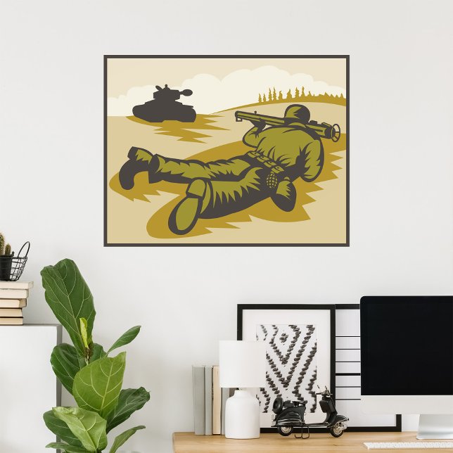 Retro Soldier och Tank Poster (Skapare uppladdad)