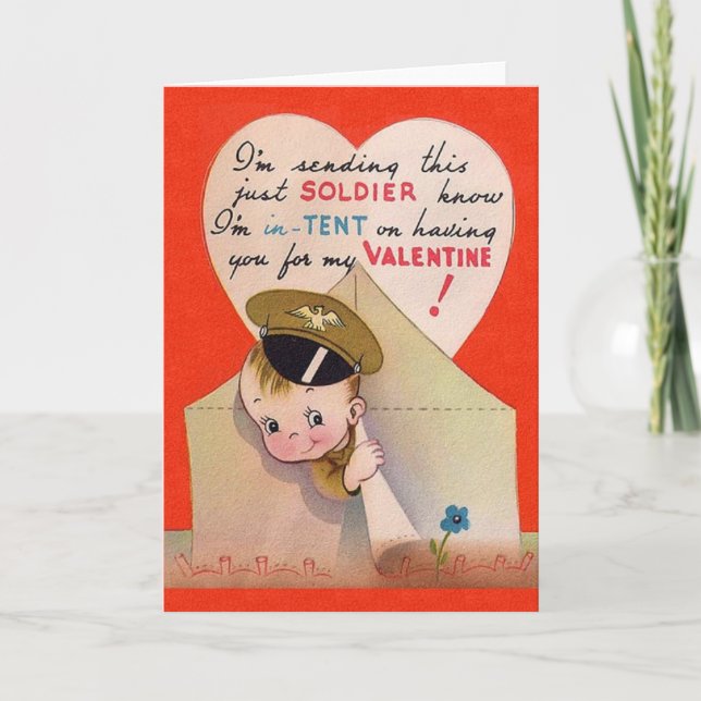 Retro Soldier Valentines dagskort Helgkort (Framsida)