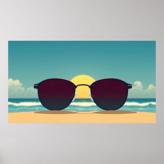 Retro solglasögon för strand och sol poster (Framsidan)