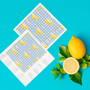 Retro Solgul Citron Drop Blå Rutor Pappersservett