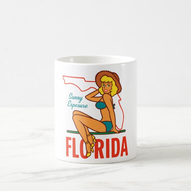 Retro "Solig exponering Florida" Pin-Up Kaffemugg (Center)