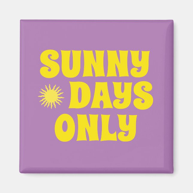 Retro Soliga Dagar Endast Citat Glad Sommar Lila  Magnet (Framsidan)