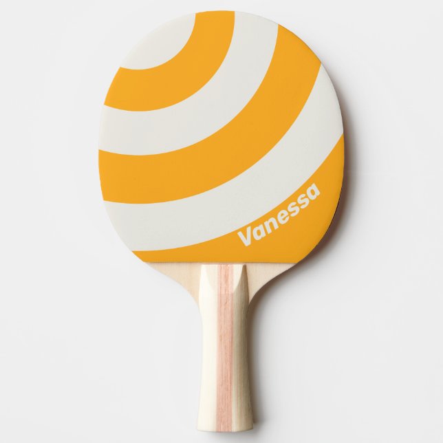 Retro Solkysst Trefärgad Rand med Namn Pingisracket (Framsidan)