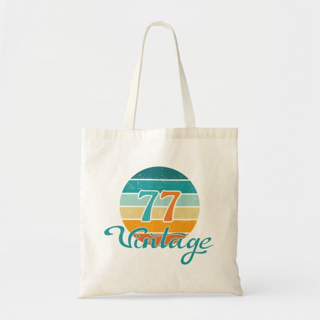 Retro Solnedgång 77 Vintage Distressed Tygkasse (Framsidan)