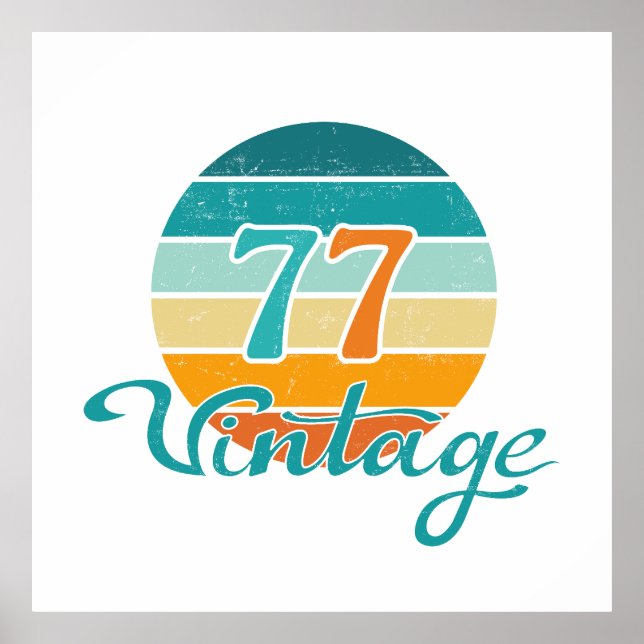 Retro Solnedgång 77 Vintage Nött Poster (Framsidan)