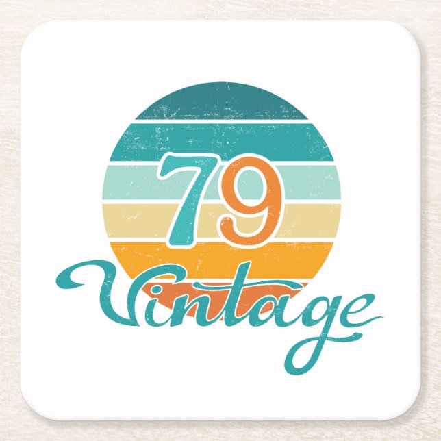 Retro Solnedgång 79 Vintage Distressed Underlägg Papper Kvadrat (Framsidan)