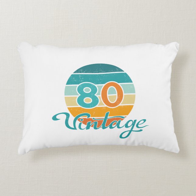 Retro Solnedgång 80 Vintage Distressed Prydnadskudde (Framsidan)