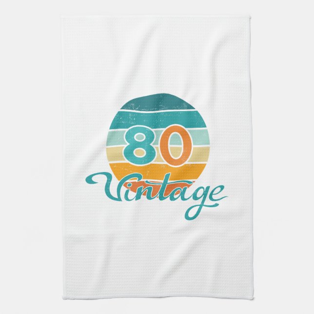 Retro Solnedgång 80 Vintage Nött Kökshandduk (Vertikal)