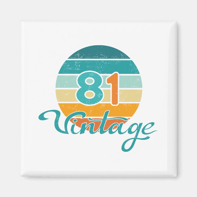 Retro Solnedgång 81 Vintage Distressed Magnet (Framsidan)